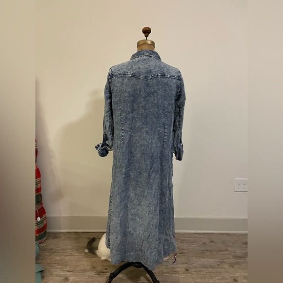 Soft Surroundings Maxi Acid-Wash Chambray Buttondown Dress Tencel Size Large - Picture 3 of 6